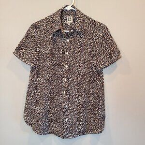 Anne Klein Blouse Womens Small Short Sleeve Top Button Down